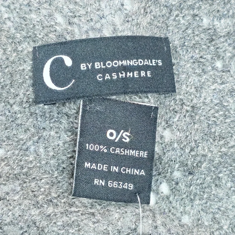 C by Bloomingdale's Women Cashmere Wrap O/S Charcoal Pointelle Scarf Cozy Winter
